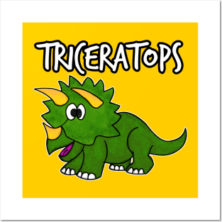 Doodle Triceratops Dinosaur Herbivorous Jurassic Kids Funny Posters and Art